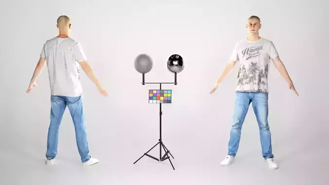 Handsome young man in a white t-shirt and jeans in A-pose 167