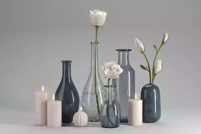 Decorative set with white flowers