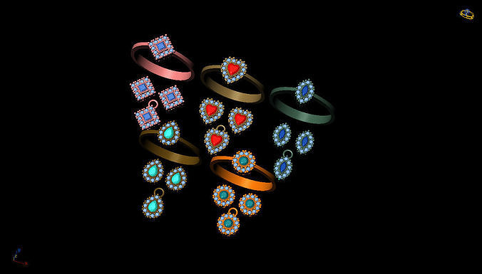 3d model group of colorful rings 3D print model