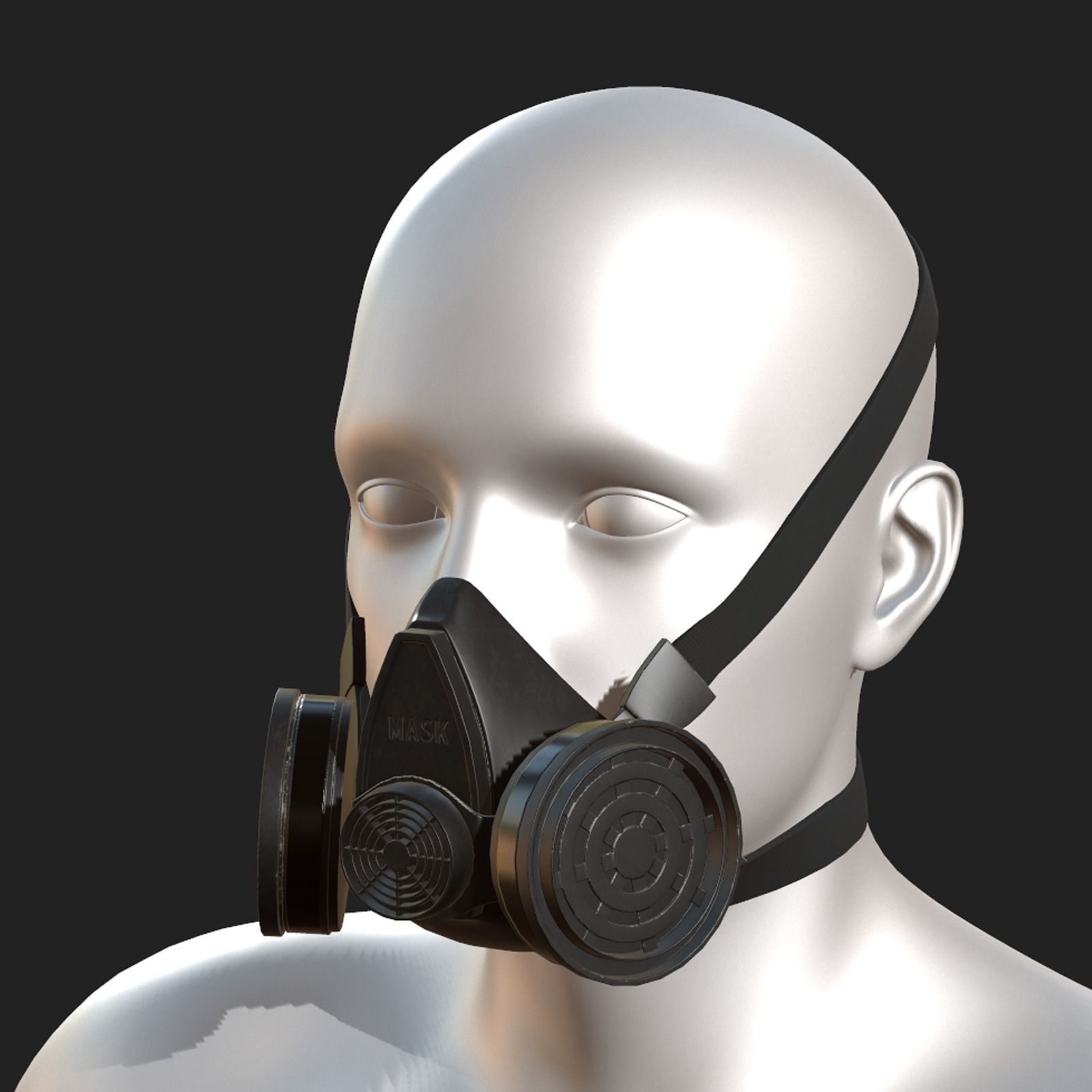 Gas mask respirator scifi military futuristic technology  Low-poly 3D model_2