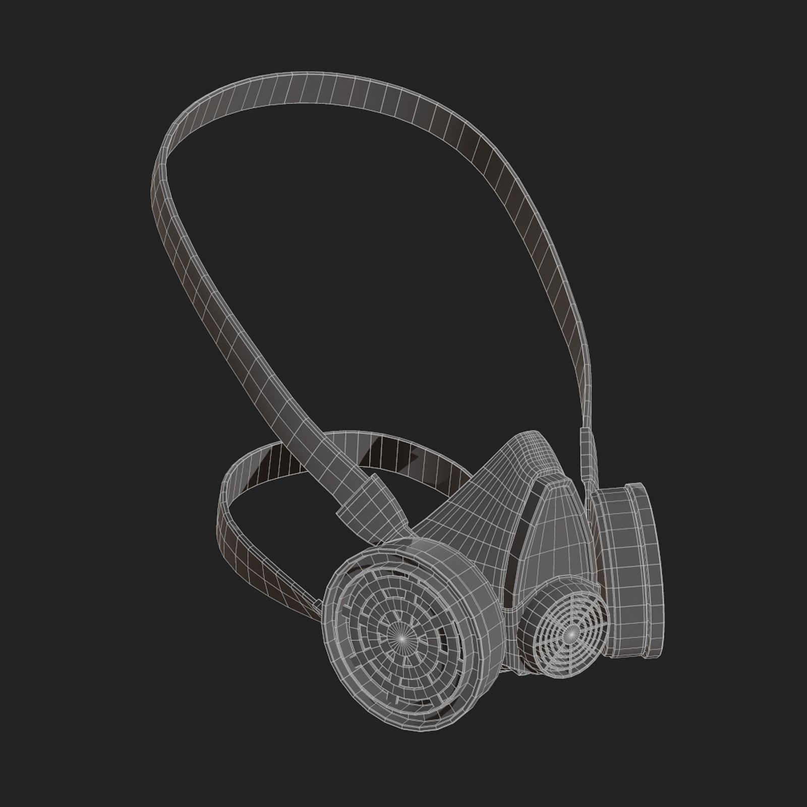 Gas mask respirator scifi military futuristic technology  Low-poly 3D model_12