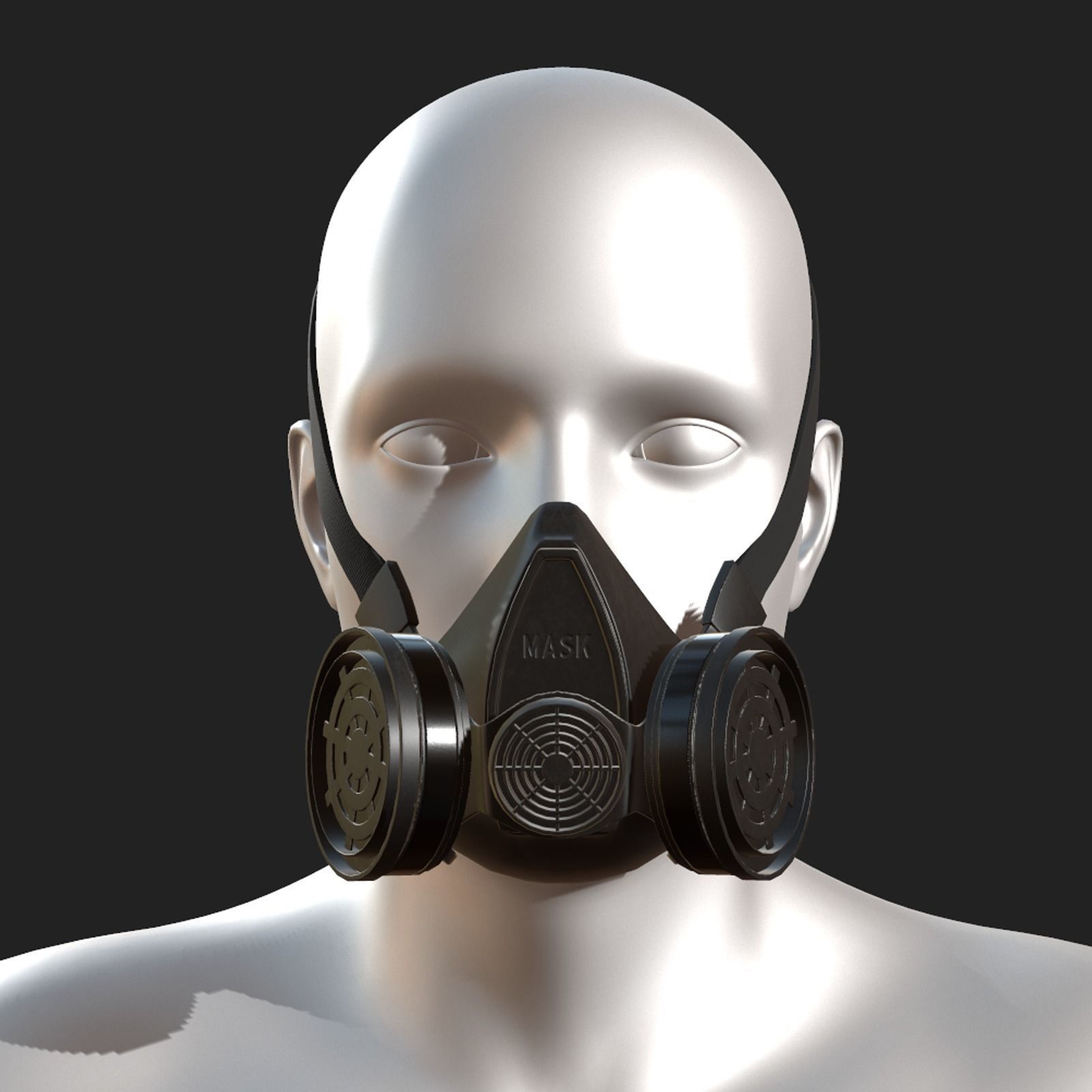 Gas mask respirator scifi military futuristic technology  Low-poly 3D model_1