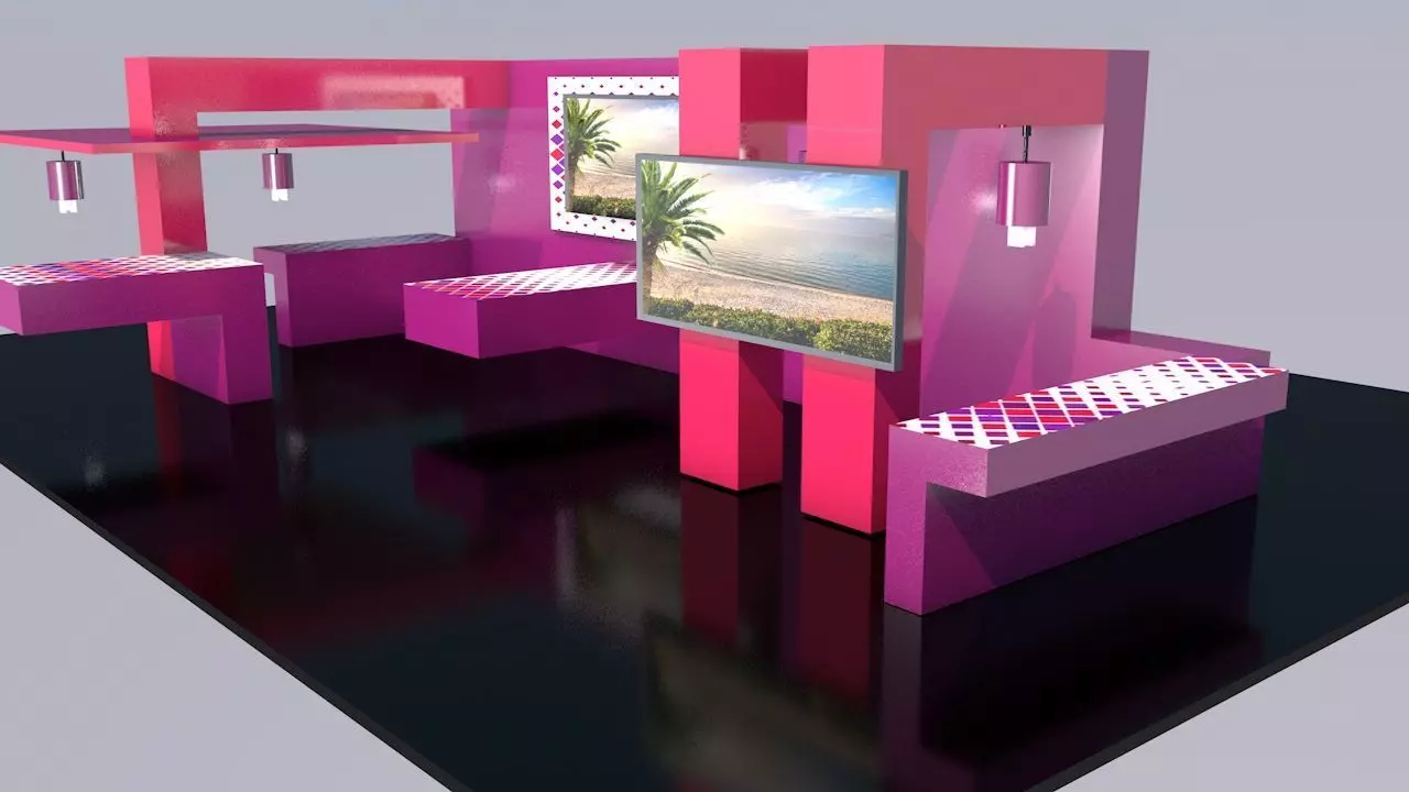 3d exhibition stand design Low-poly 3D model_0