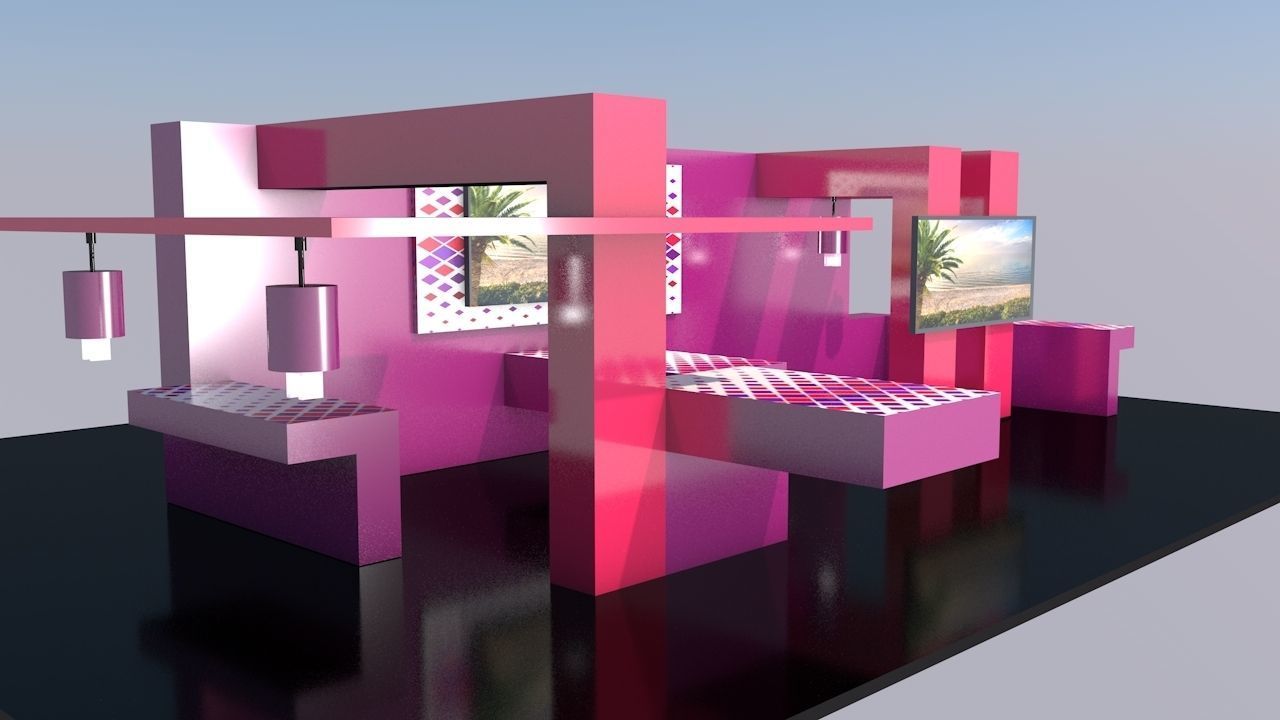 3d exhibition stand design Low-poly 3D model_1
