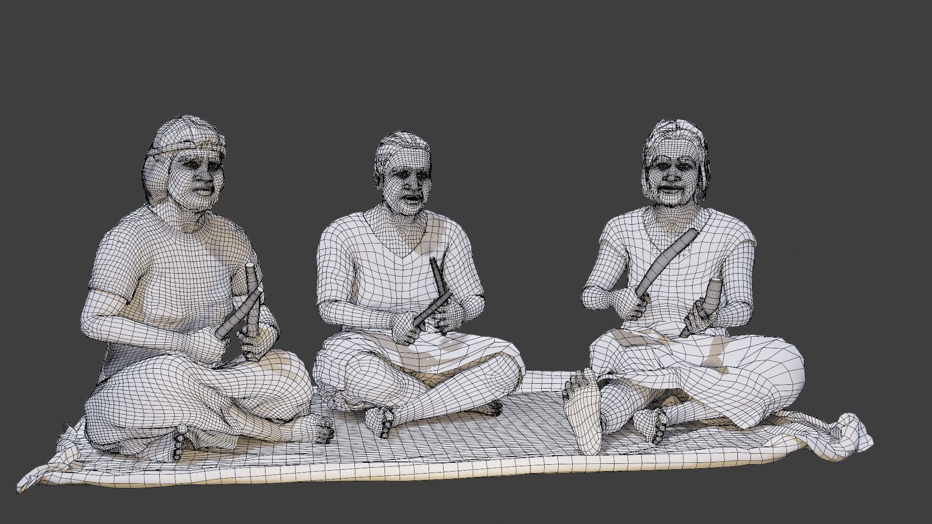 Aboriginal Women Sitting On Rug 3D model_4