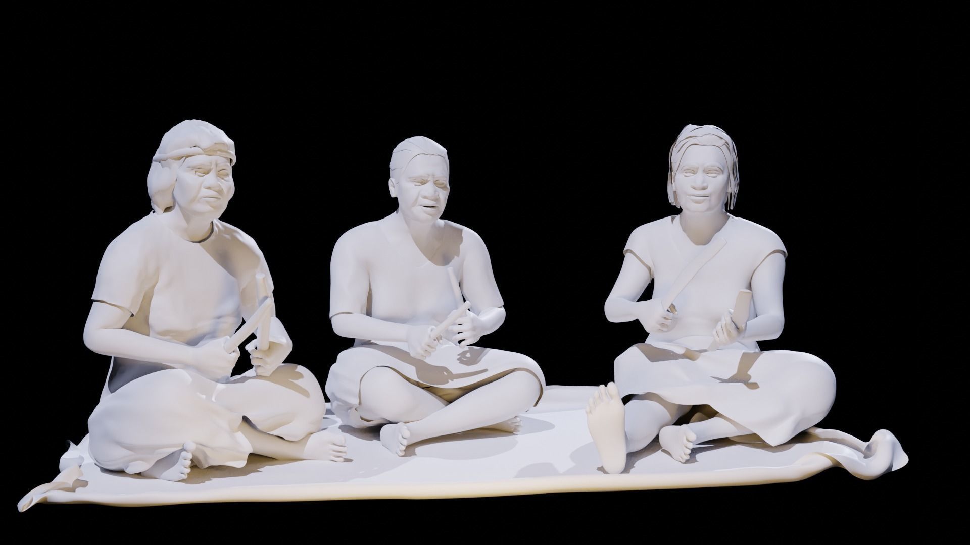 Aboriginal Women Sitting On Rug 3D model_3