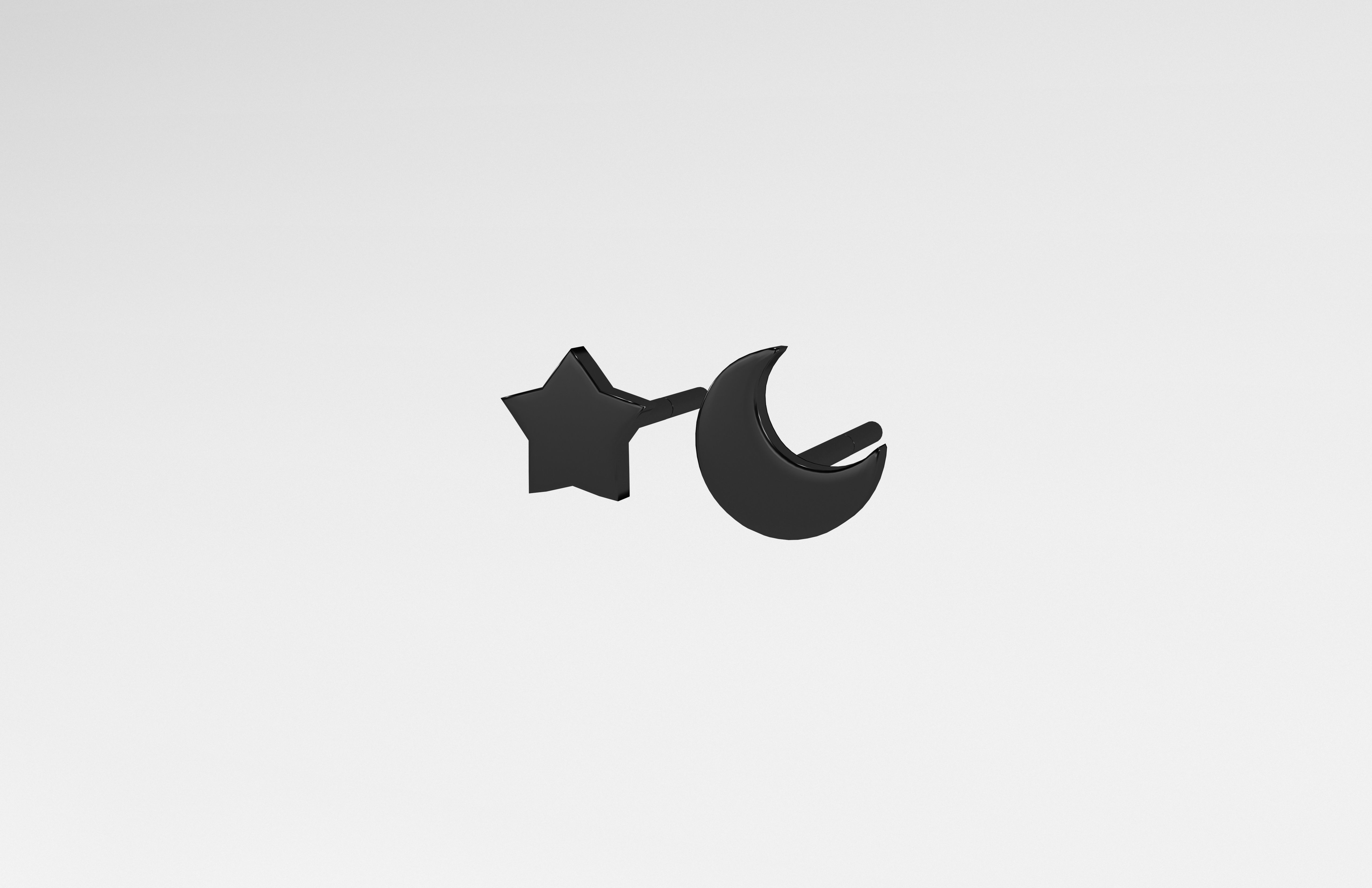 Star and Moon Earring v1 003 Low-poly 3D model_2