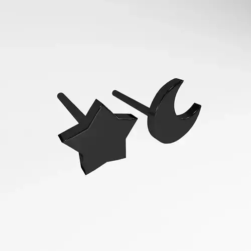 Star and Moon Earring v1 003 Low-poly 3D model