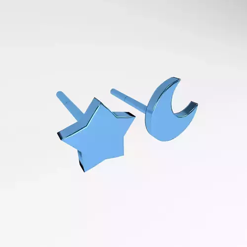 Star and Moon Earring v1 004 Low-poly 3D model