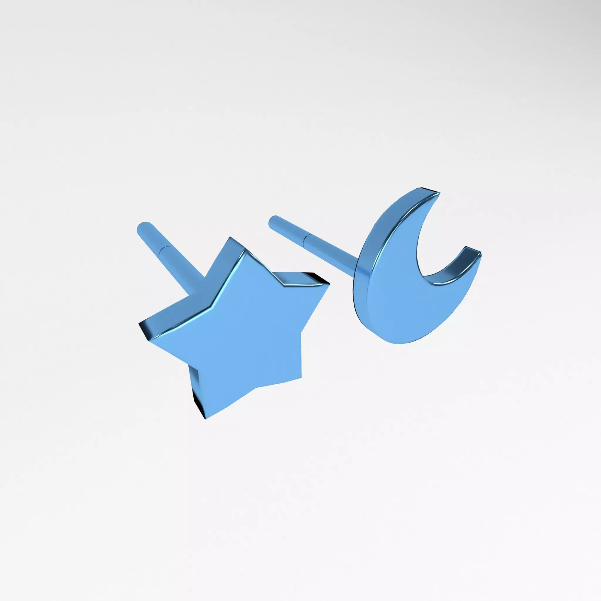 Star and Moon Earring v1 004 Low-poly 3D model