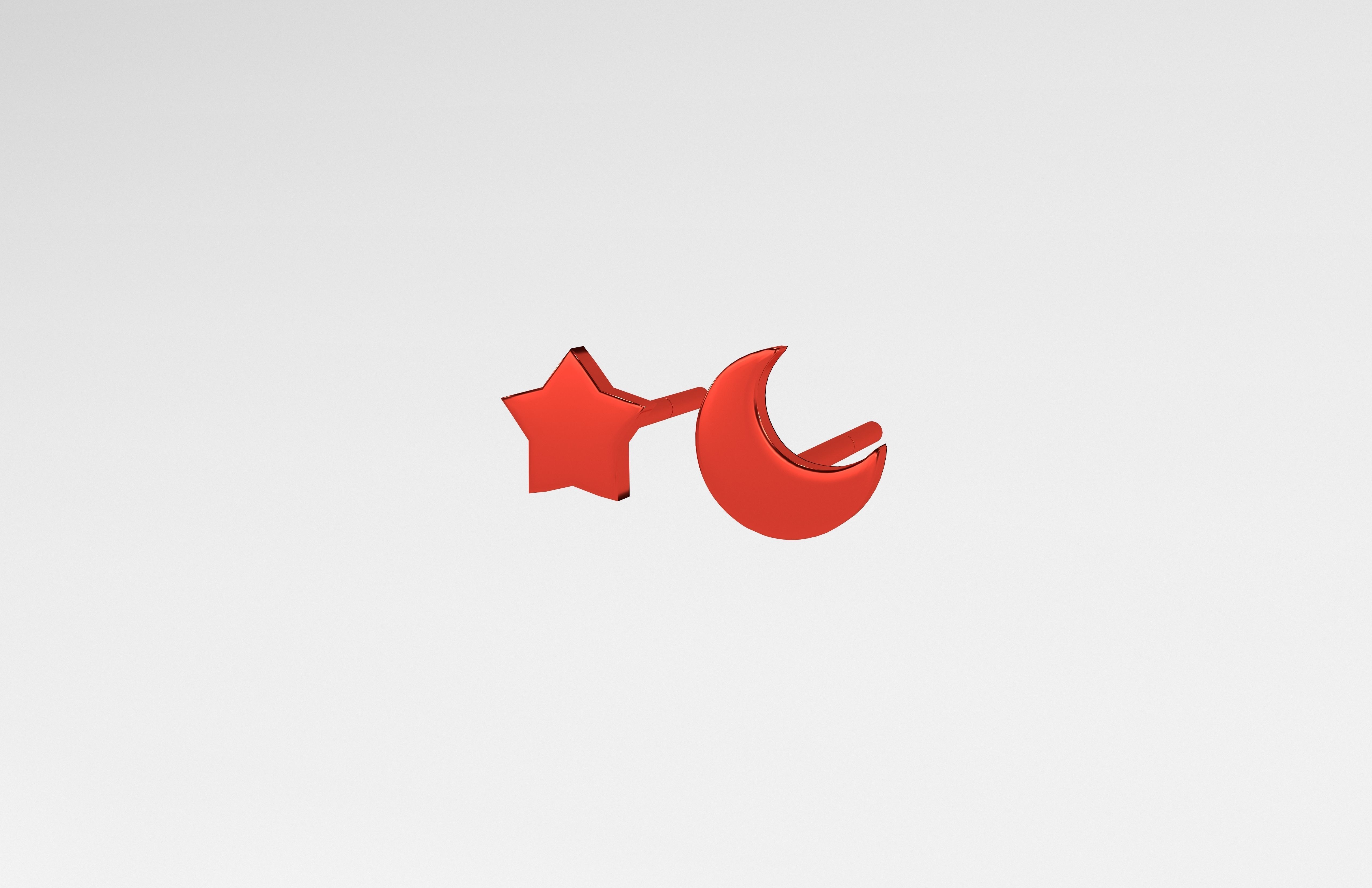 Star and Moon Earring v1 005 Low-poly 3D model_2