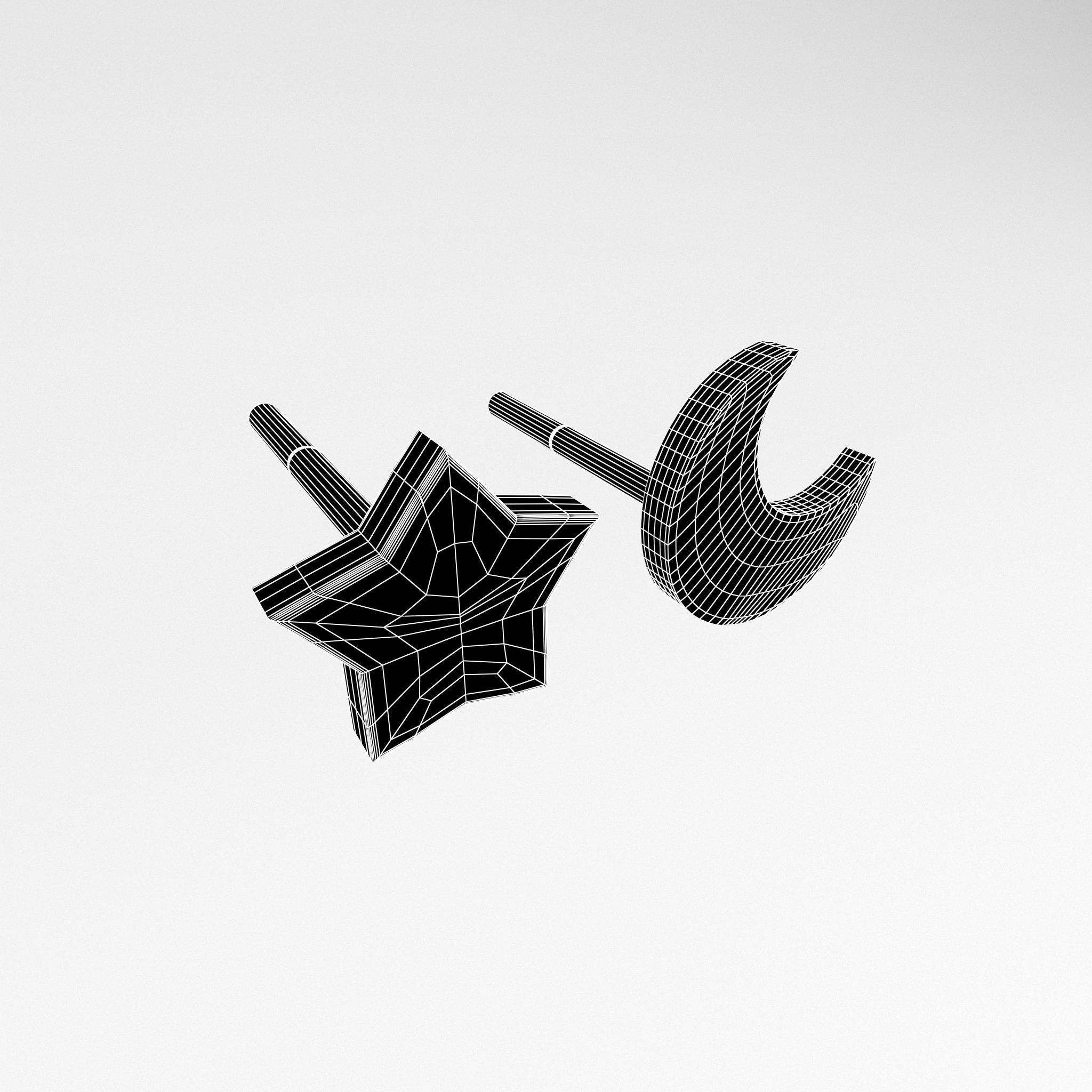 Star and Moon Earring v1 005 Low-poly 3D model_4