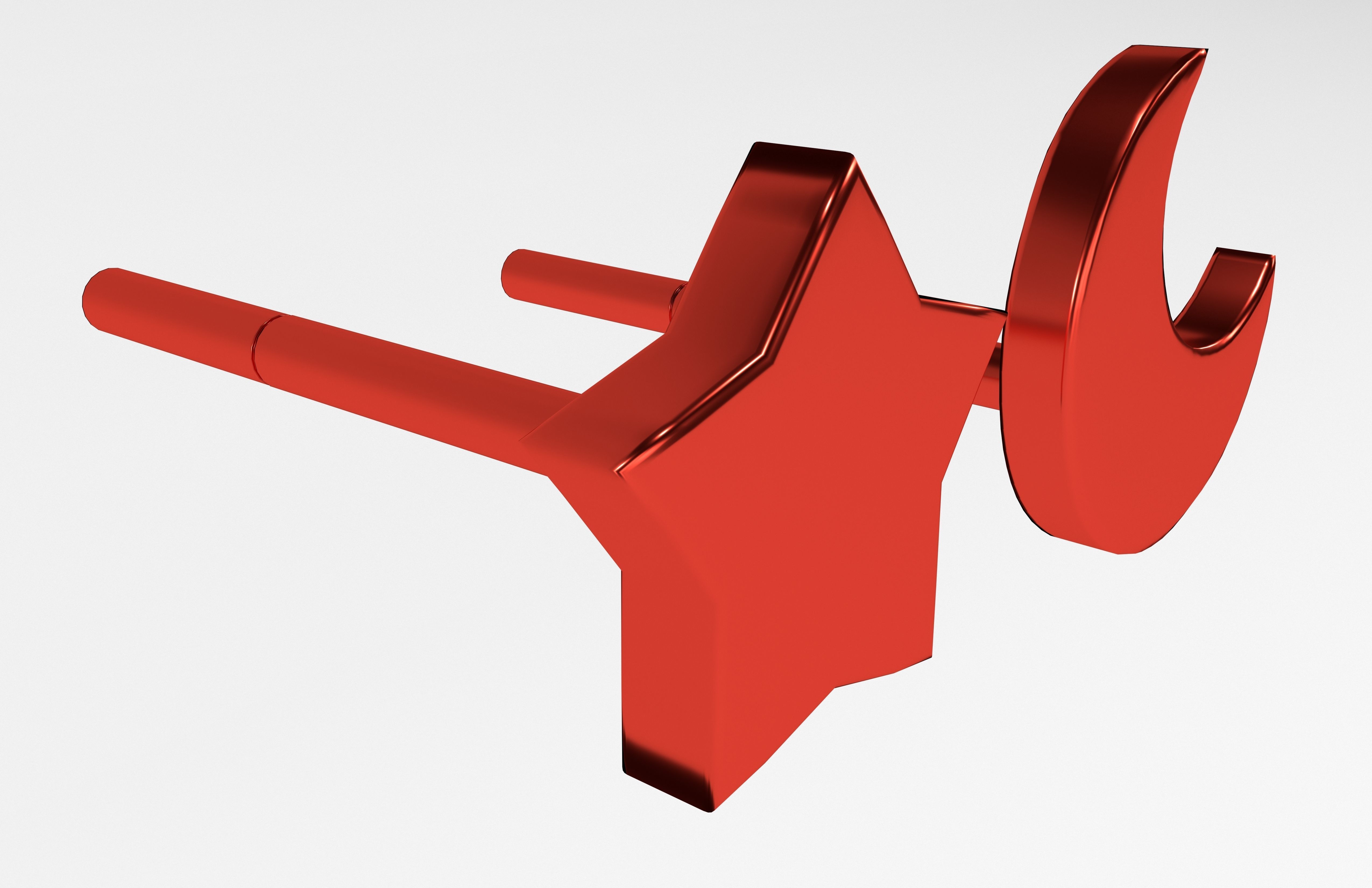 Star and Moon Earring v1 005 Low-poly 3D model_3