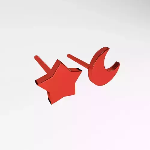 Star and Moon Earring v1 005 Low-poly 3D model