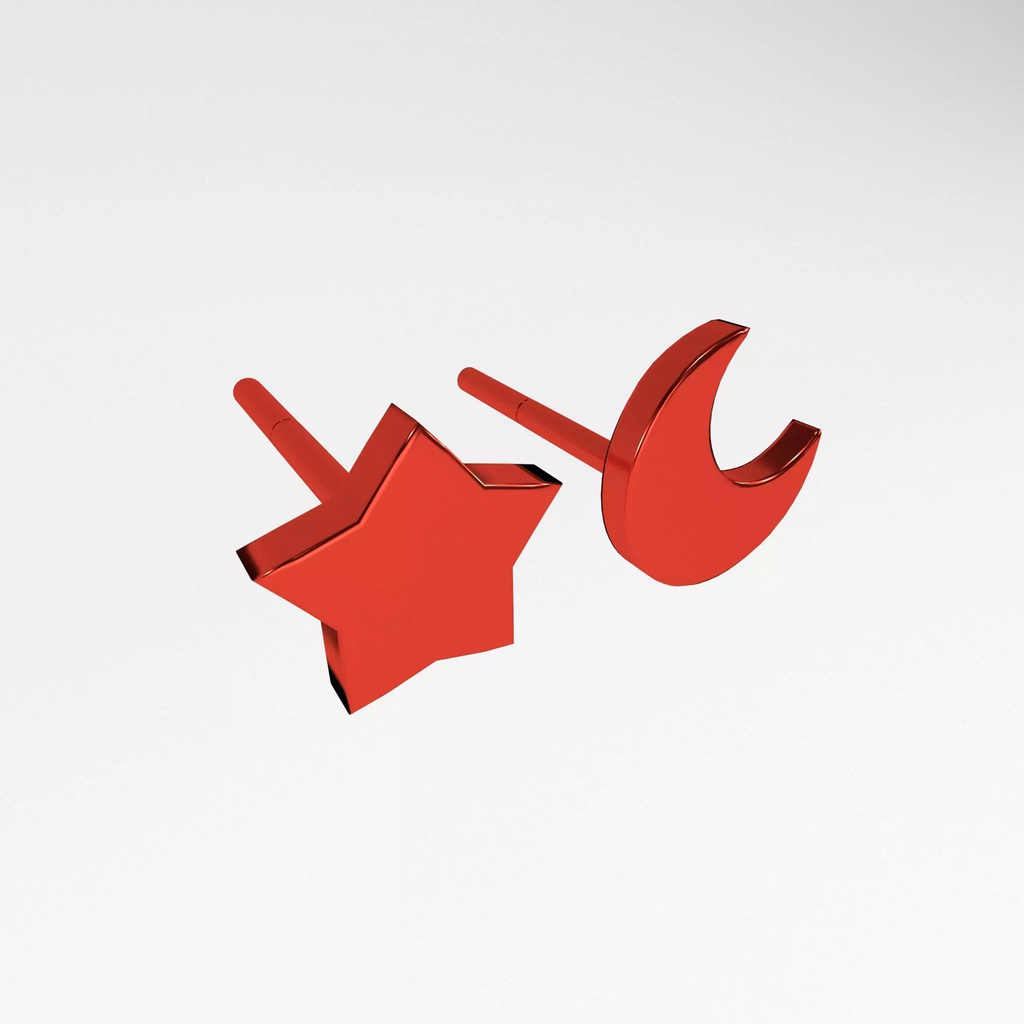 Star and Moon Earring v1 005 Low-poly 3D model_0