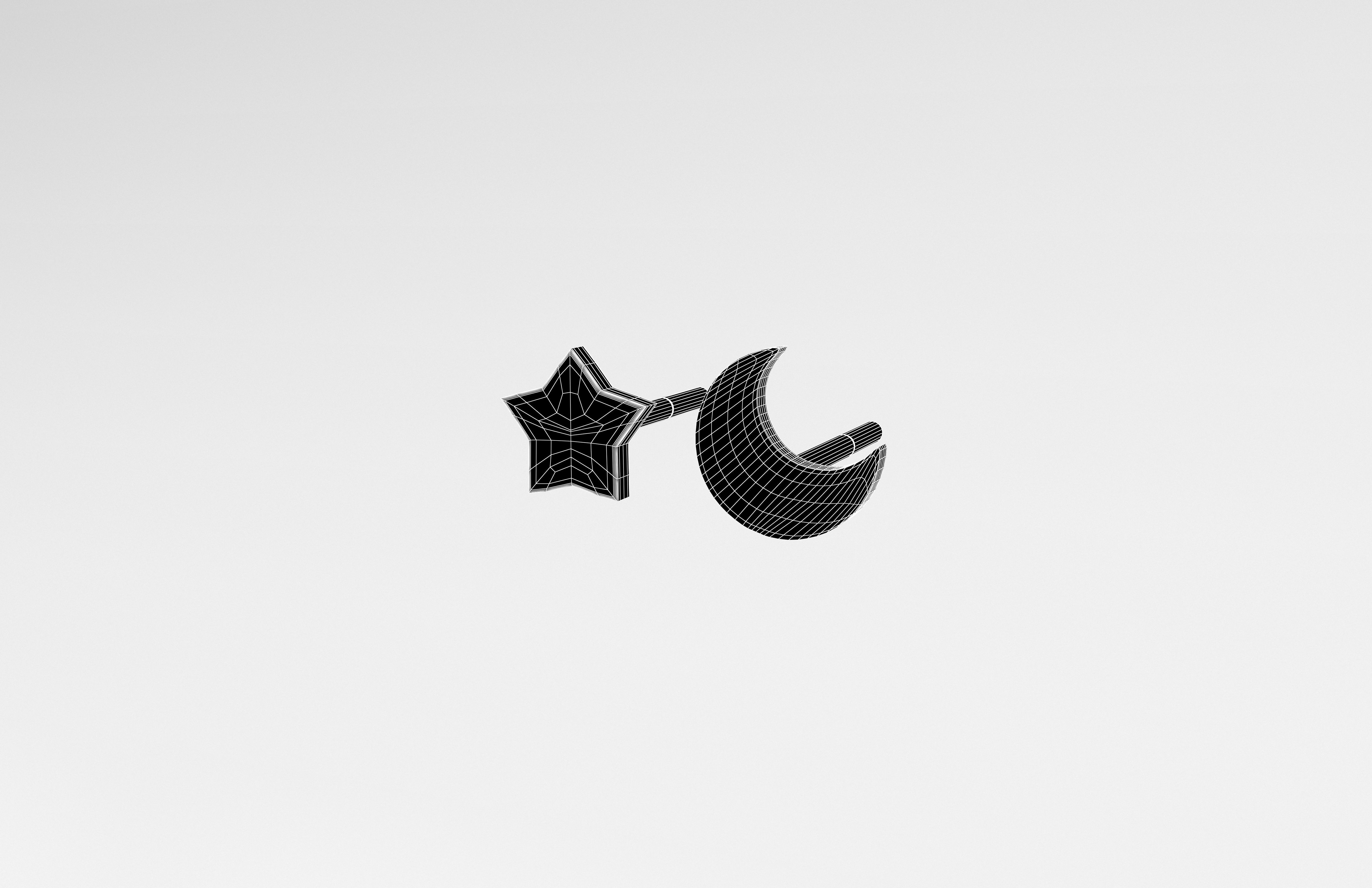 Star and Moon Earring v1 005 Low-poly 3D model_6