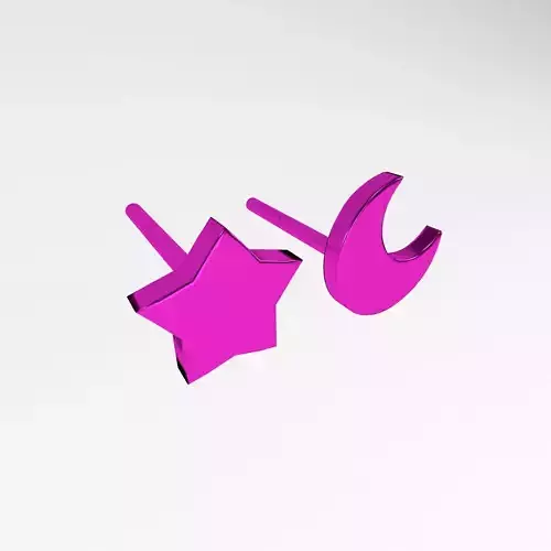 Star and Moon Earring v1 006 Low-poly 3D model