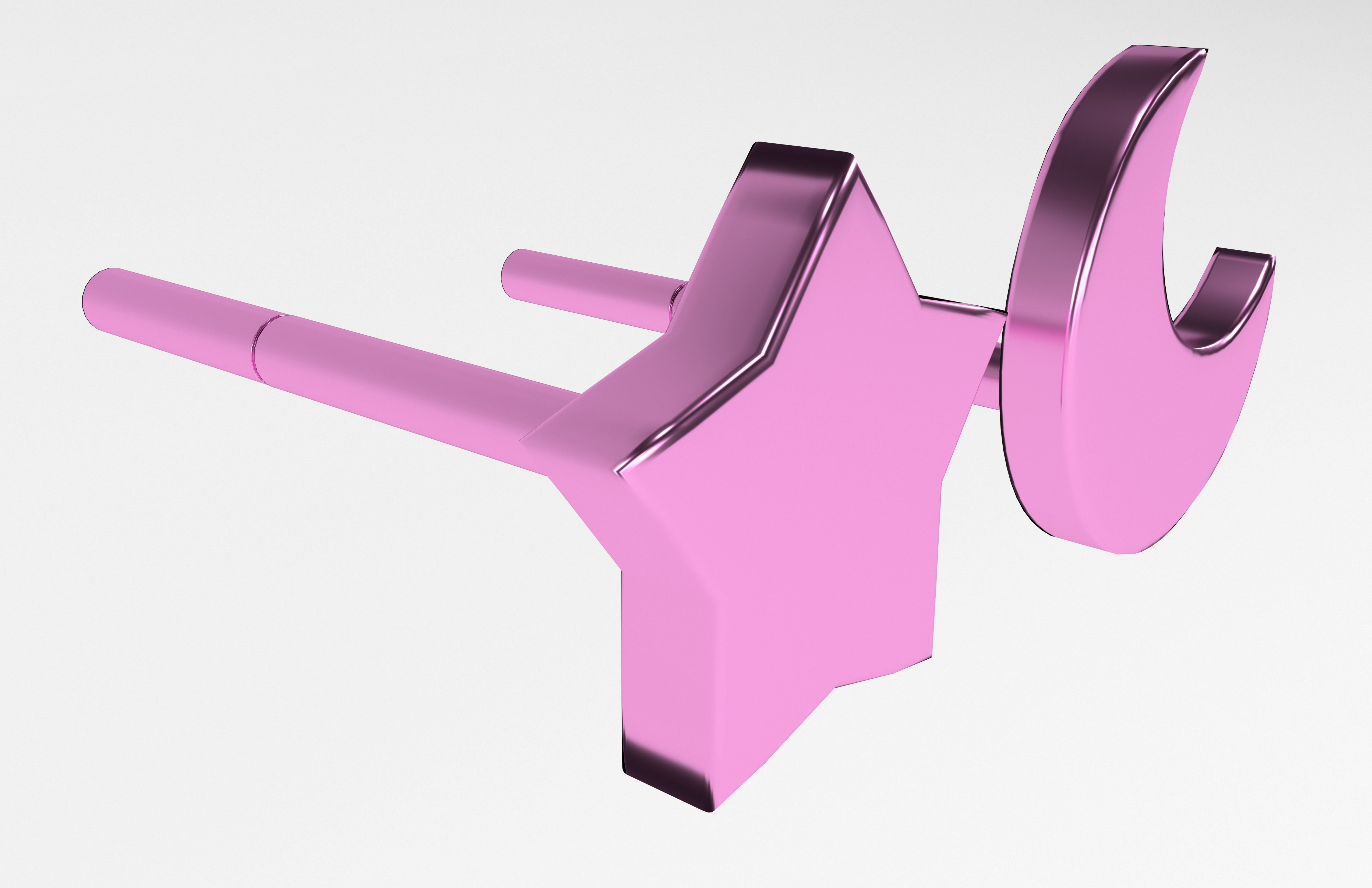 Star and Moon Earring v1 007 Low-poly 3D model_3