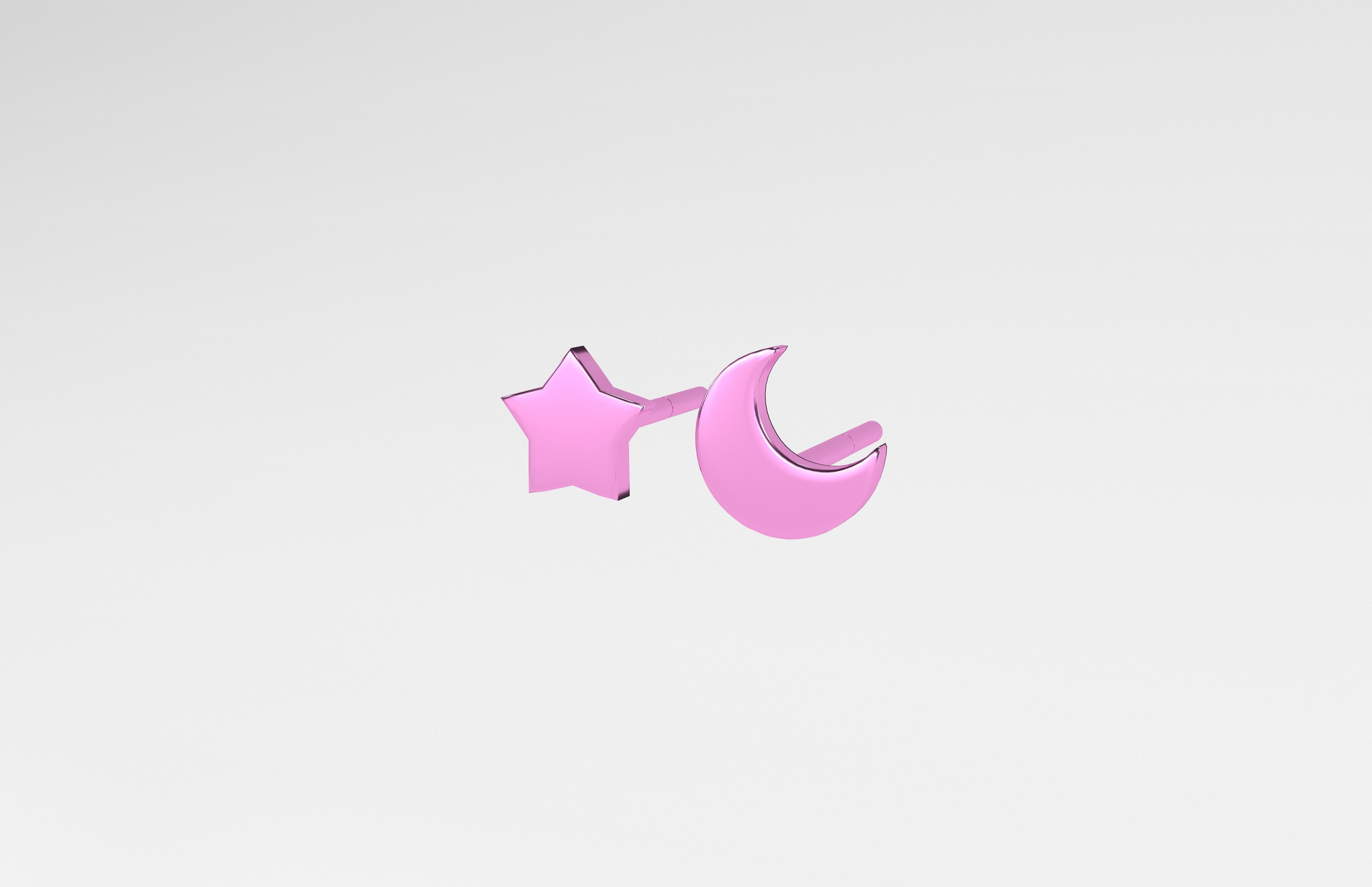 Star and Moon Earring v1 007 Low-poly 3D model_2
