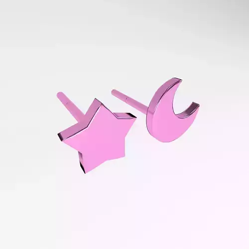 Star and Moon Earring v1 007 Low-poly 3D model