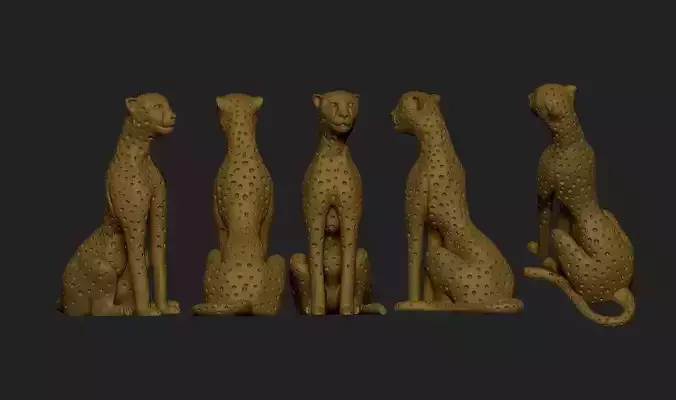 3d model four cheetah statues
