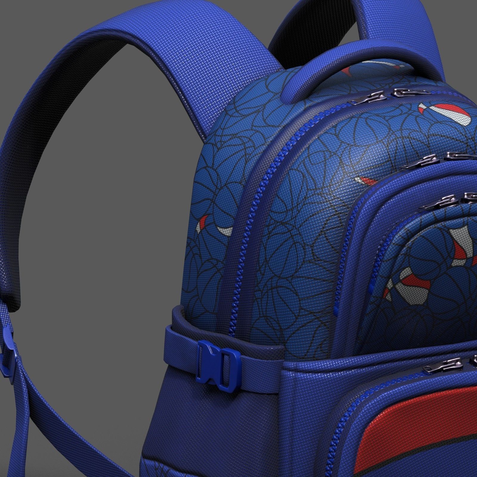 Backpack Camping color bag baggage pockets  Low-poly 3D model_8