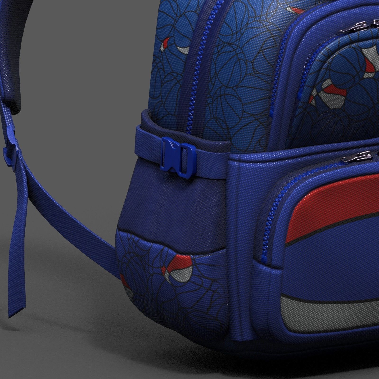 Backpack Camping color bag baggage pockets  Low-poly 3D model_9