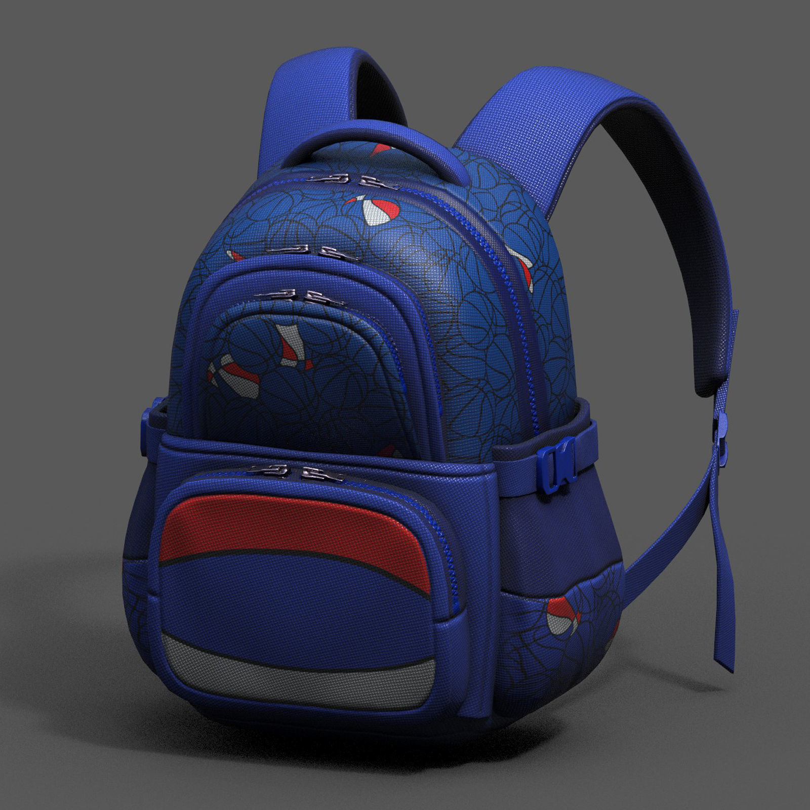 Backpack Camping color bag baggage pockets  Low-poly 3D model_3