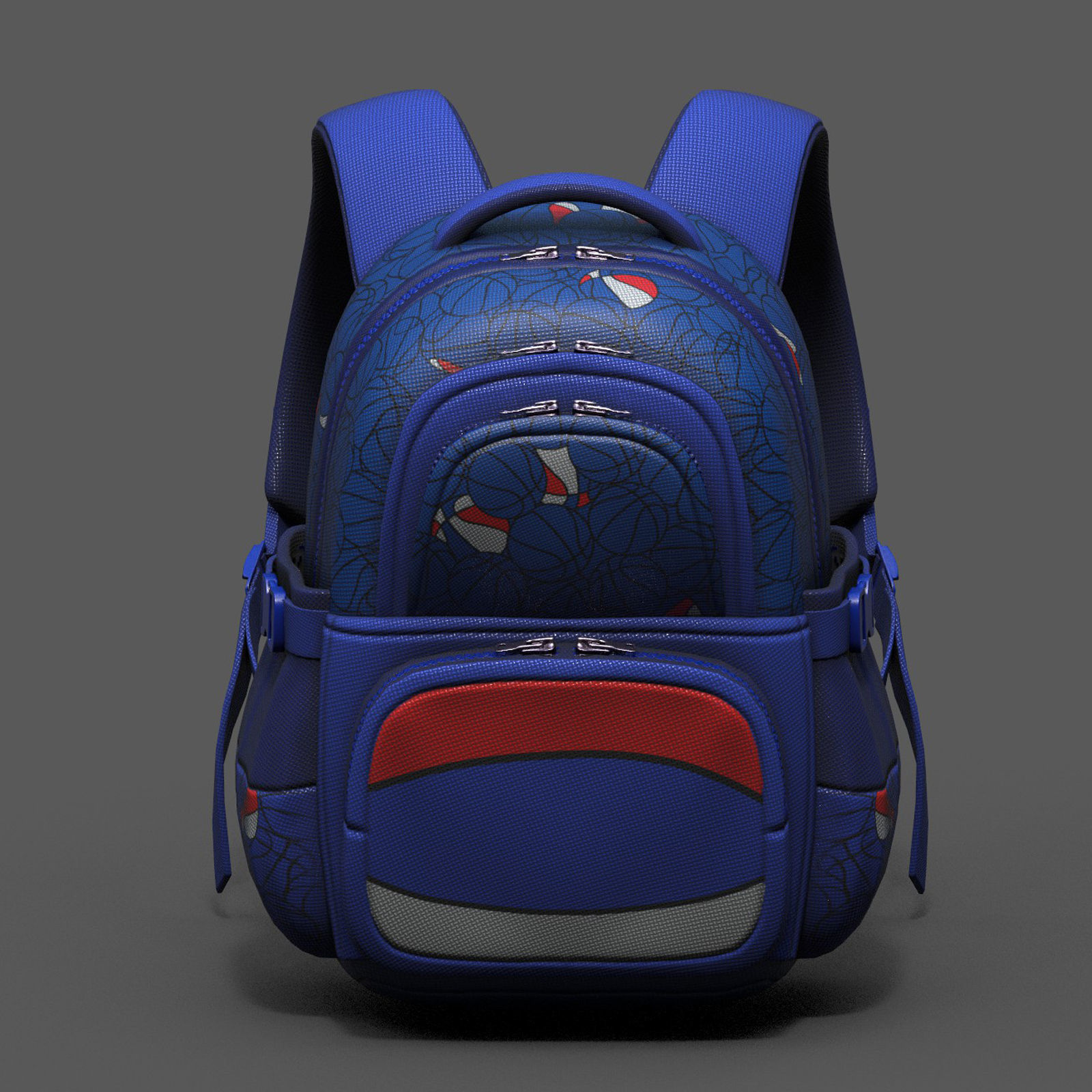 Backpack Camping color bag baggage pockets  Low-poly 3D model_1