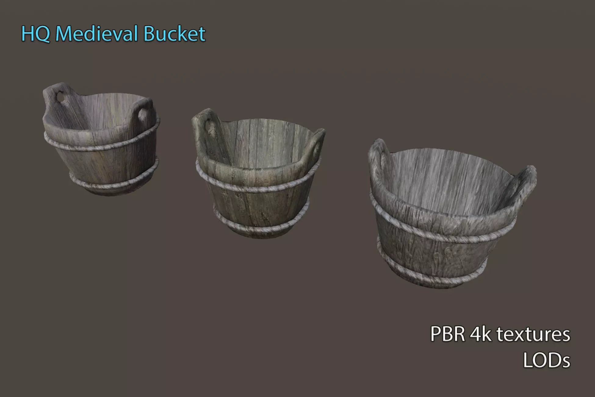 HQ PBR 4K Medieval bucket Low-poly 3D model_0