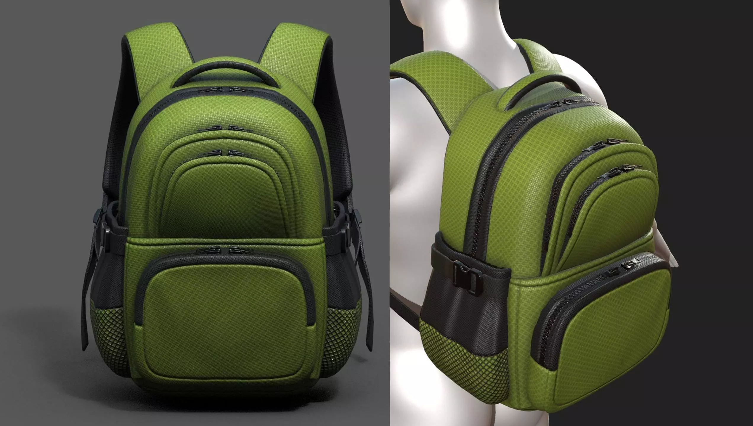 Backpack Camping scifi Color 3d model low poly  Low-poly 3D model_0