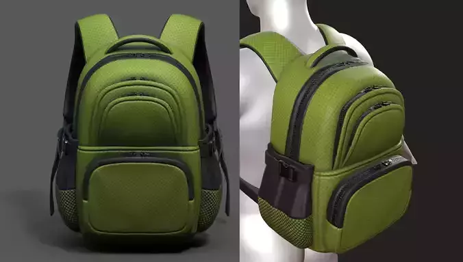 Backpack Camping scifi Color 3d model low poly  Low-poly 3D model