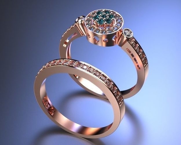 Engagement ring and back ring  Silver Gold  Print 3D print model