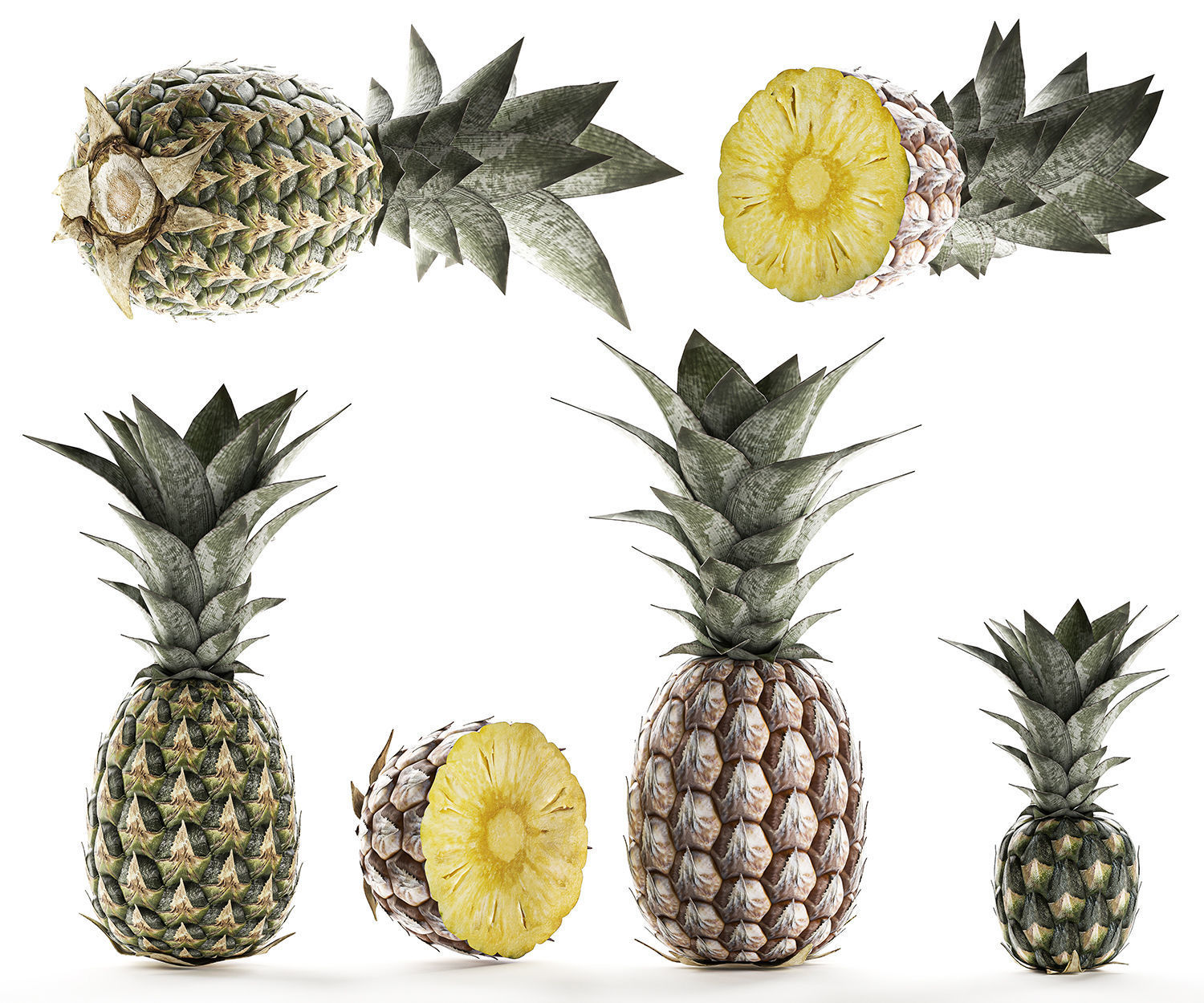 Pineapple Fruit Set 3D model_3