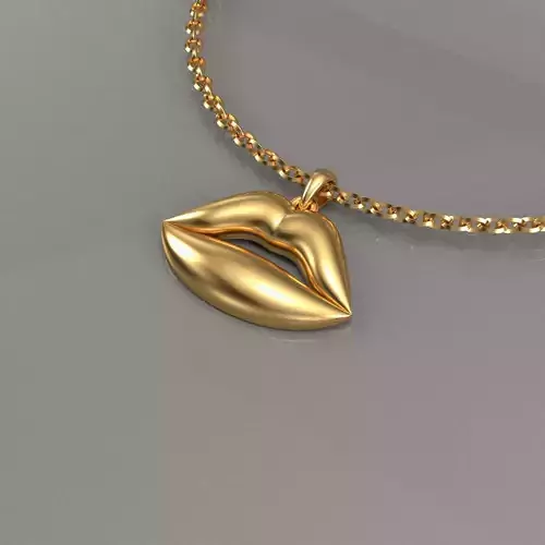 golden lips pendant jewelry 3D print model