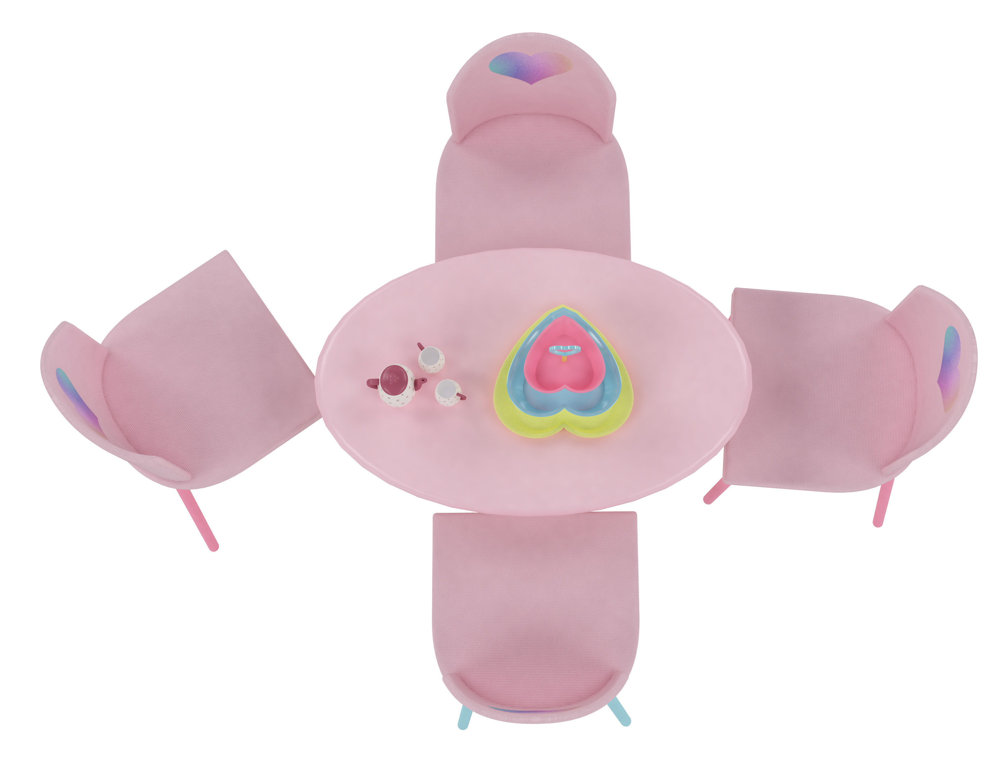 Kids Table and Chairs Set Low-poly 3D model_4