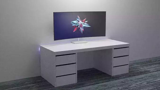 pc curved screen Free low-poly 3D model