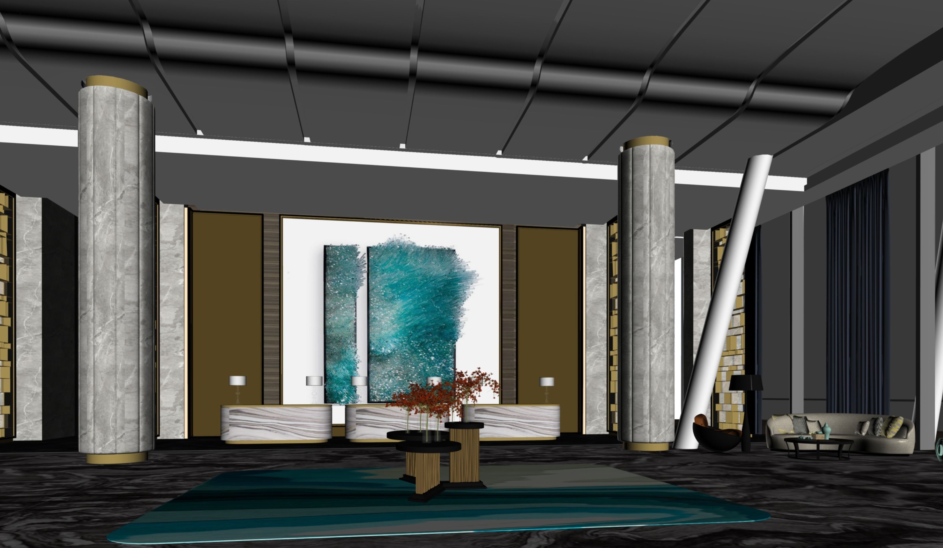 Hotel lobby 3D model_3