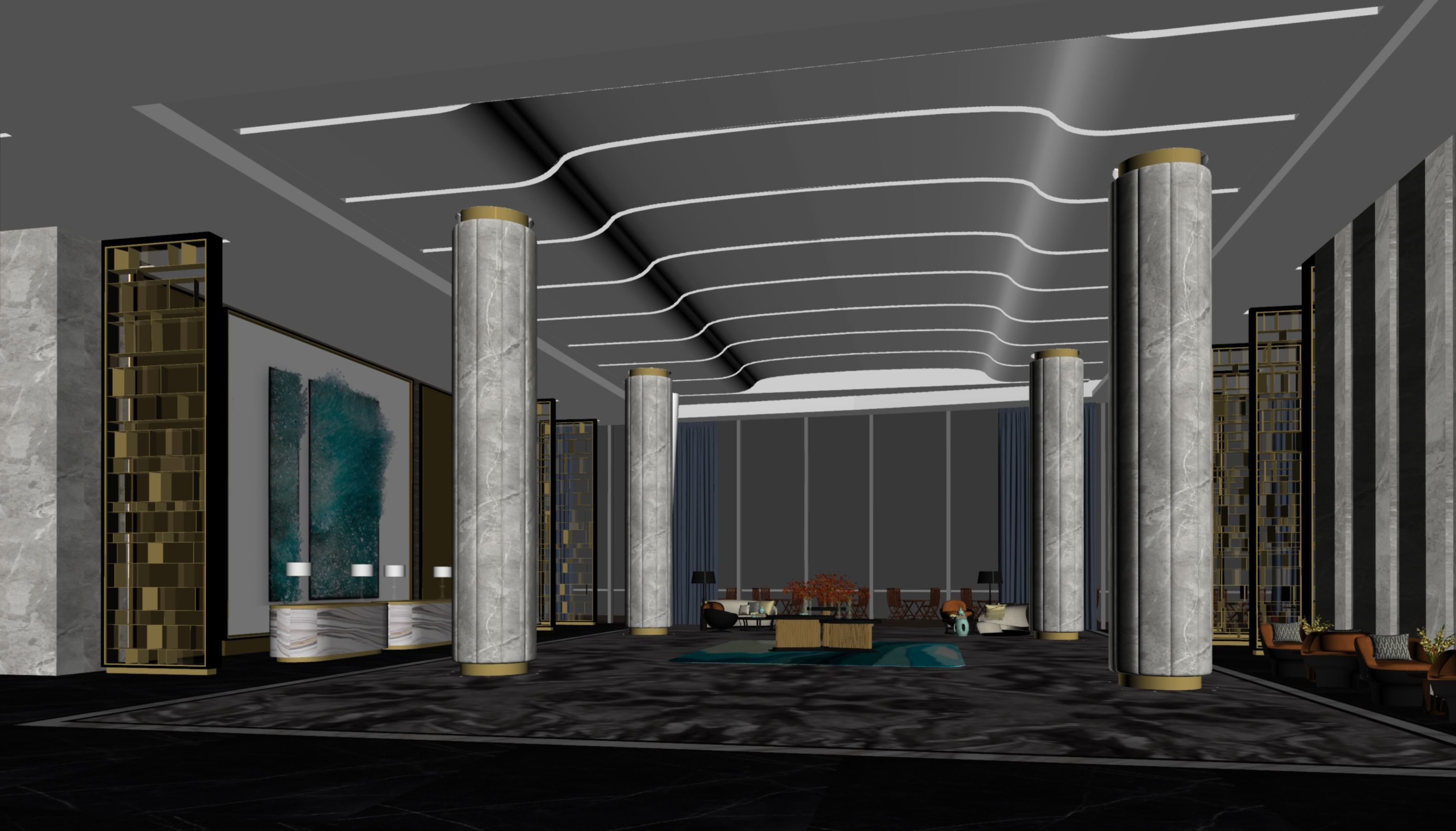 Hotel lobby 3D model_2