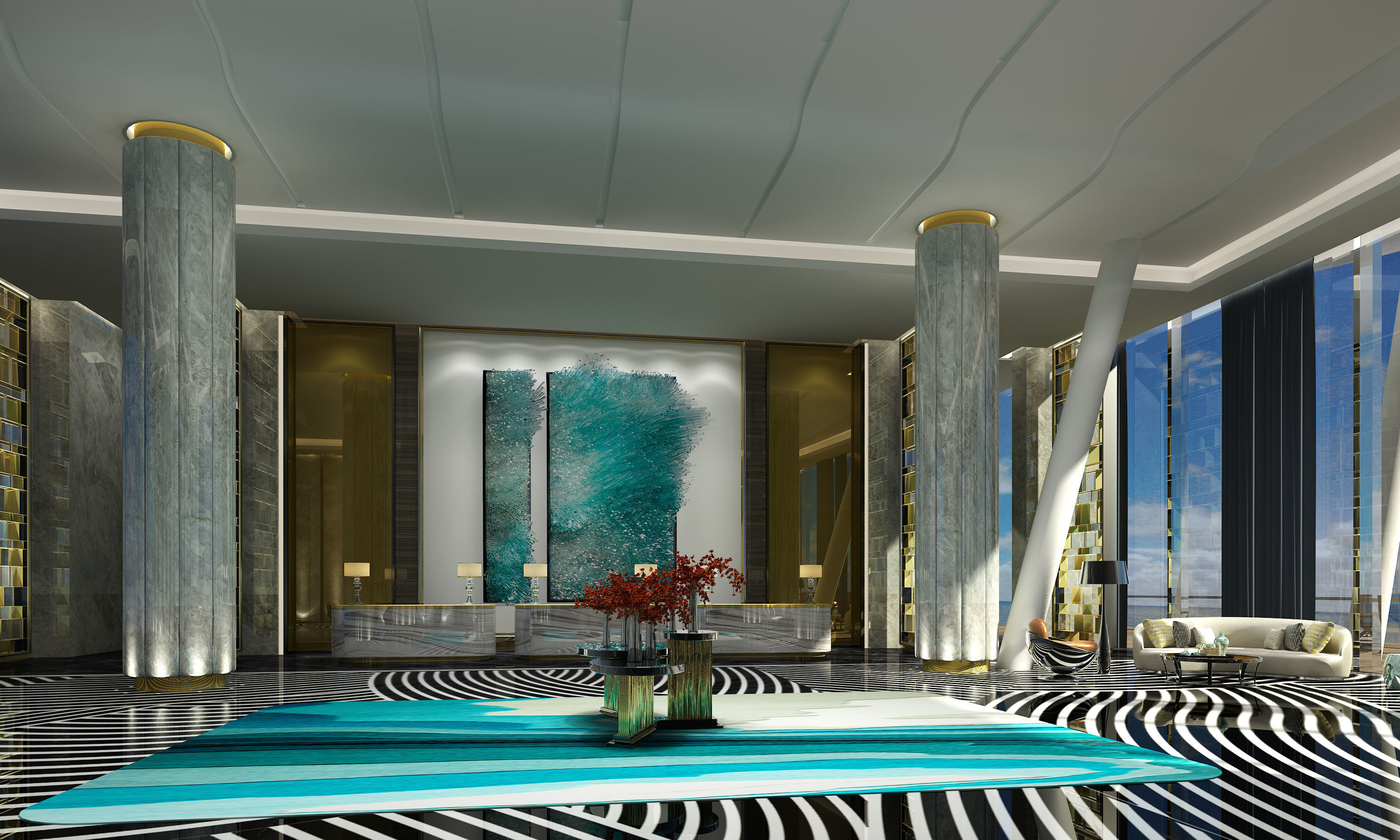 Hotel lobby 3D model_1