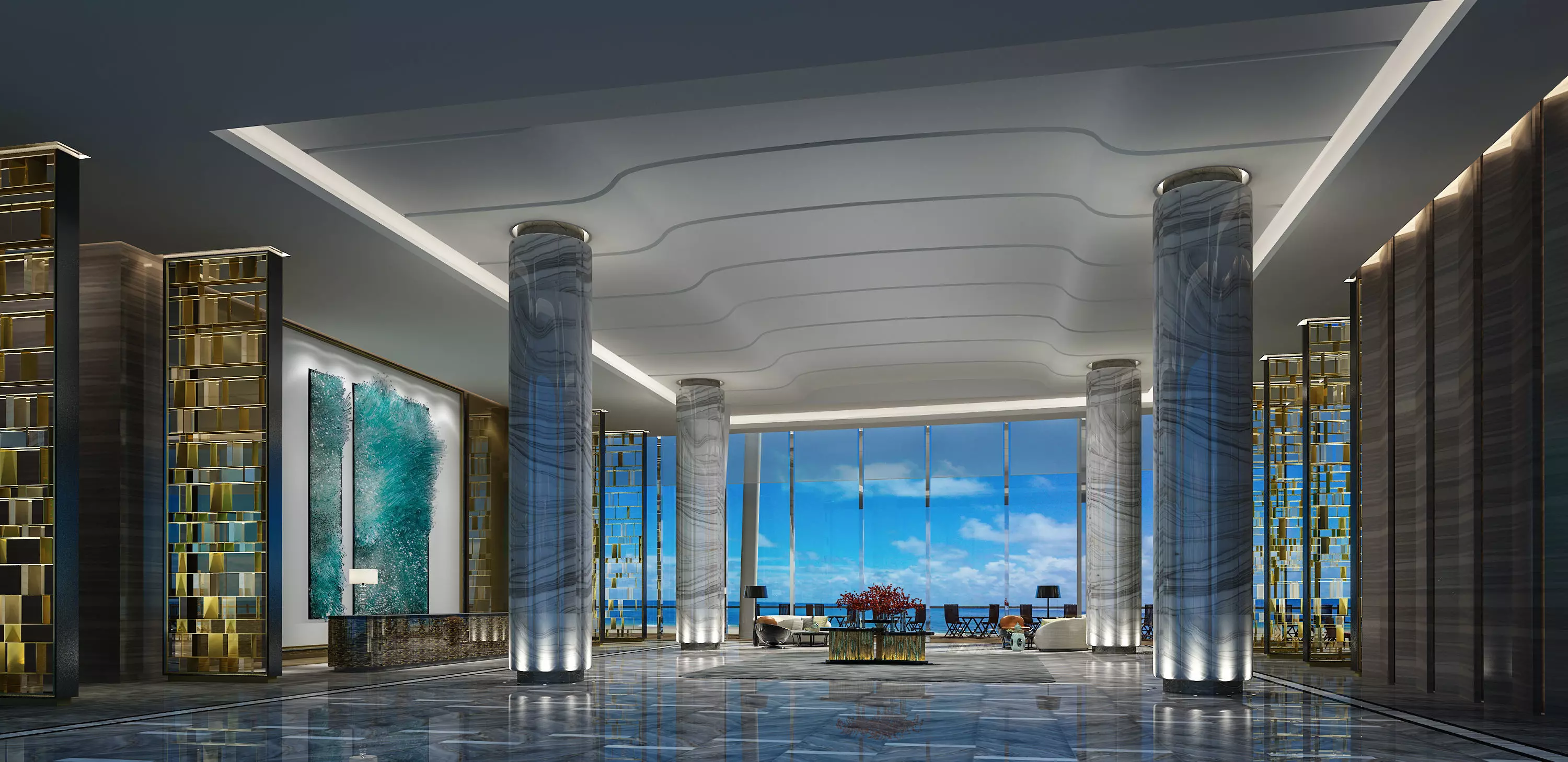 Hotel lobby 3D model_0