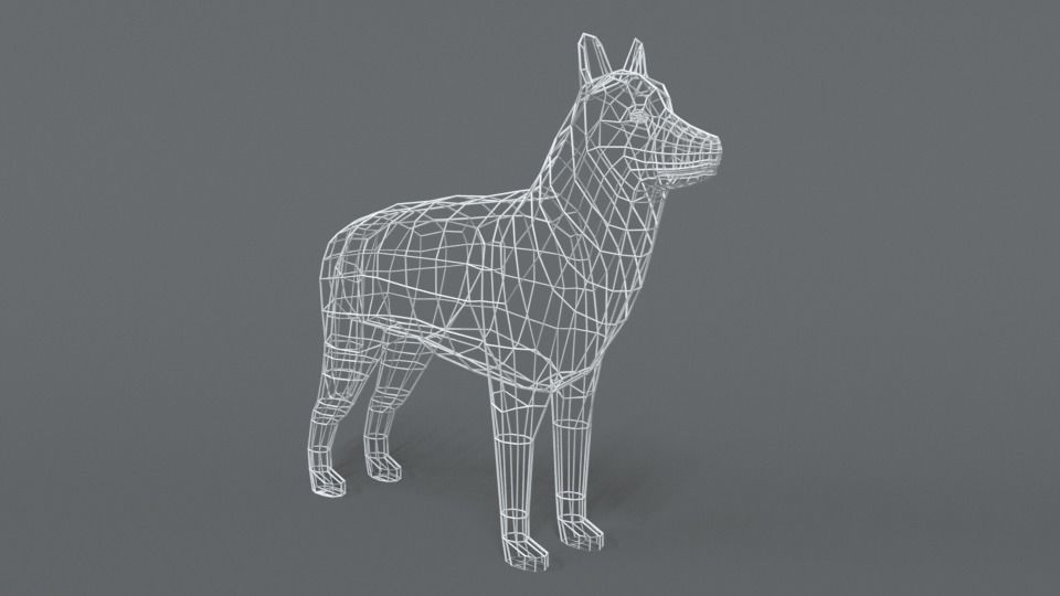 Low Poly Cartoon Husky Low-poly 3D model_15
