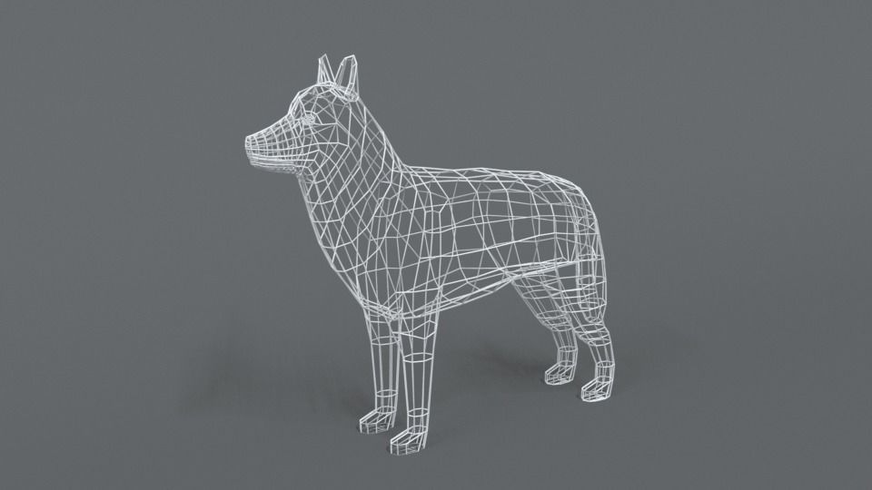 Low Poly Cartoon Husky Low-poly 3D model_9