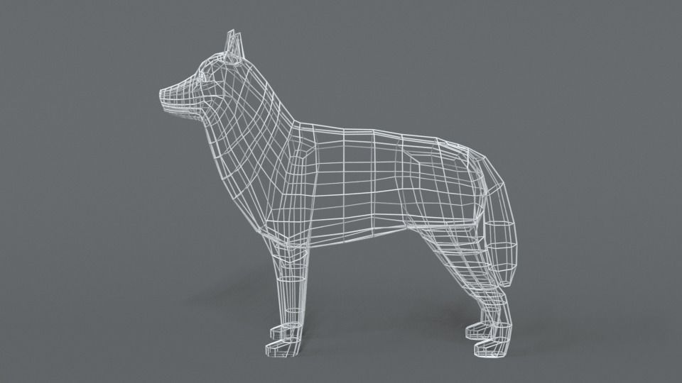 Low Poly Cartoon Husky Low-poly 3D model_10