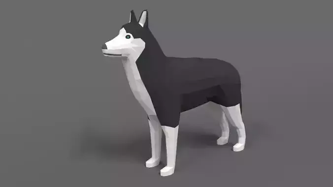 Low Poly Cartoon Husky