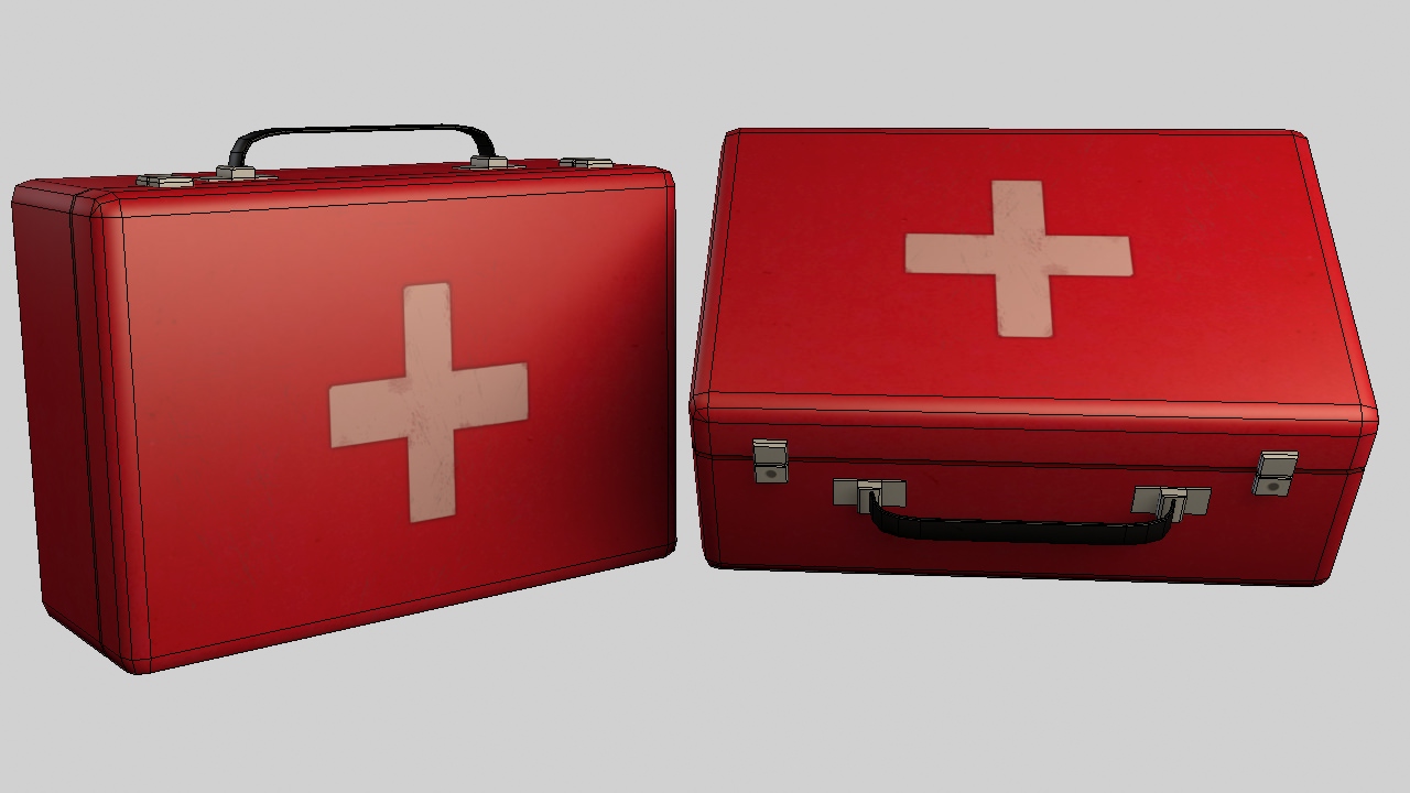 Medkit Low Poly two metal briefcases Low-poly 3D model_2