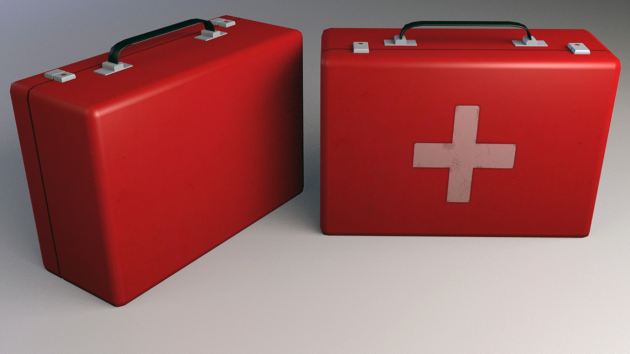 Medkit Low Poly two metal briefcases Low-poly 3D model_1