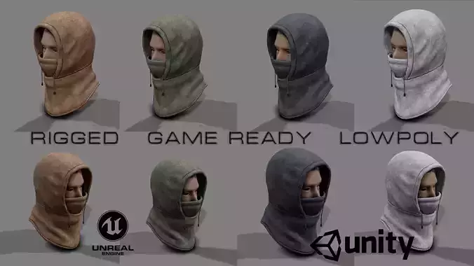 Fleece hood Low-poly 3D model