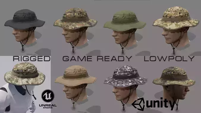 Boonie hat Low-poly 3D model