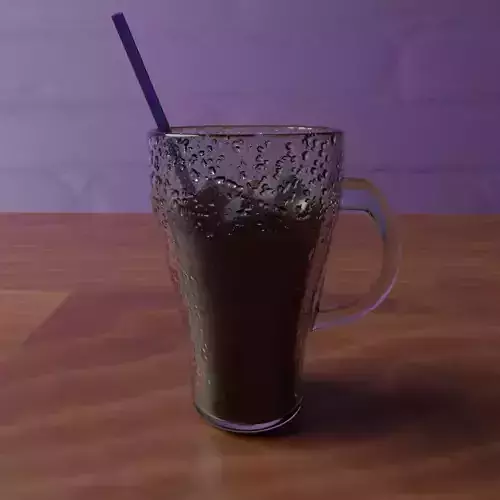 Coke glass with a Straw and Ice Cubes 